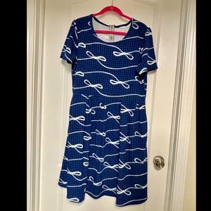 PLUS LLR LuLaRoe Amelia Textured Fit n Flare Dress 3XL 3X 24 24W